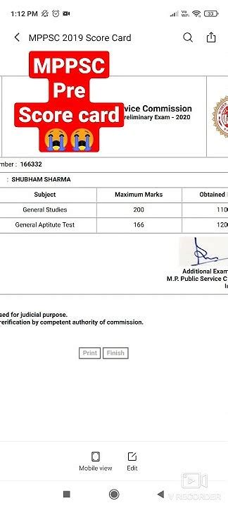 mppsc pre score card 2020.